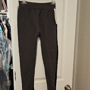 Gray and Black High-Waisted Leggings with Streamlined Silhouette